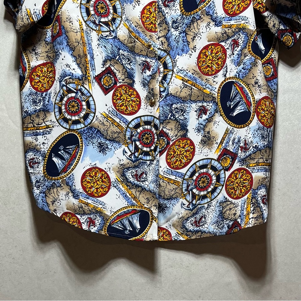Laura & Jayne Collection Vintage Short Sleeve Multi Color Blouse, Size 14 - Picture 9 of 9